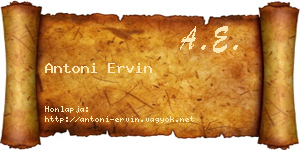 Antoni Ervin névjegykártya